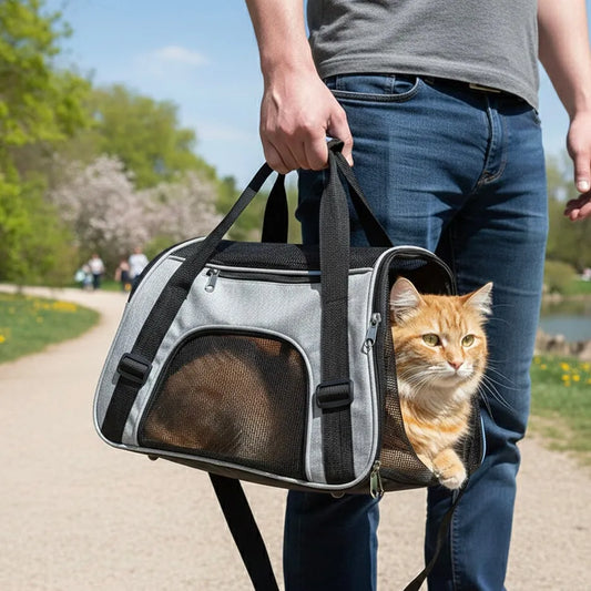 Chat dans panier format sac de sport couleur gris