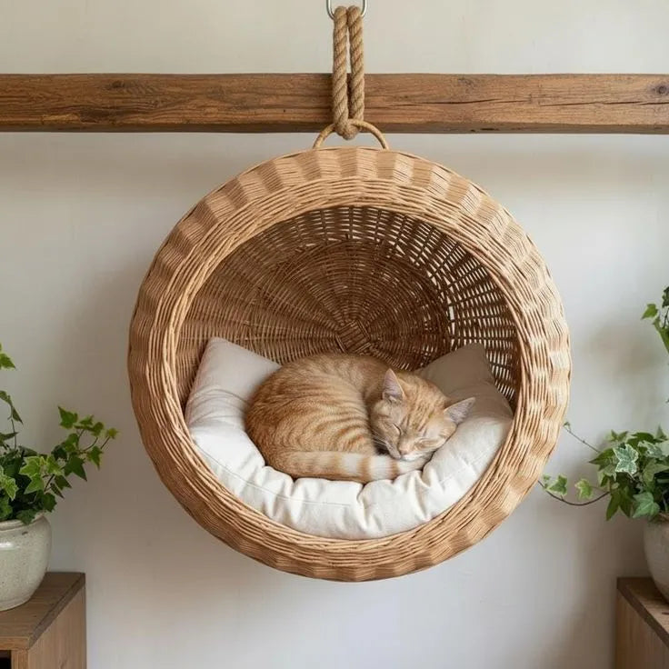 Panier en osier pour chat