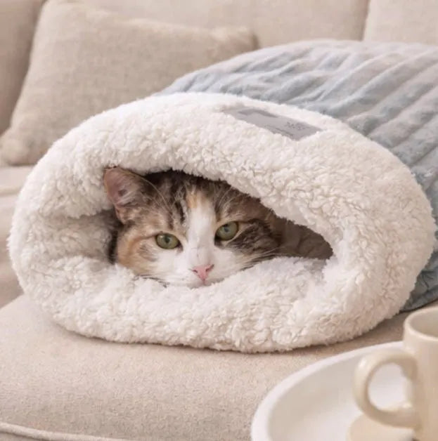 Chat dans panier chaussette vu de face