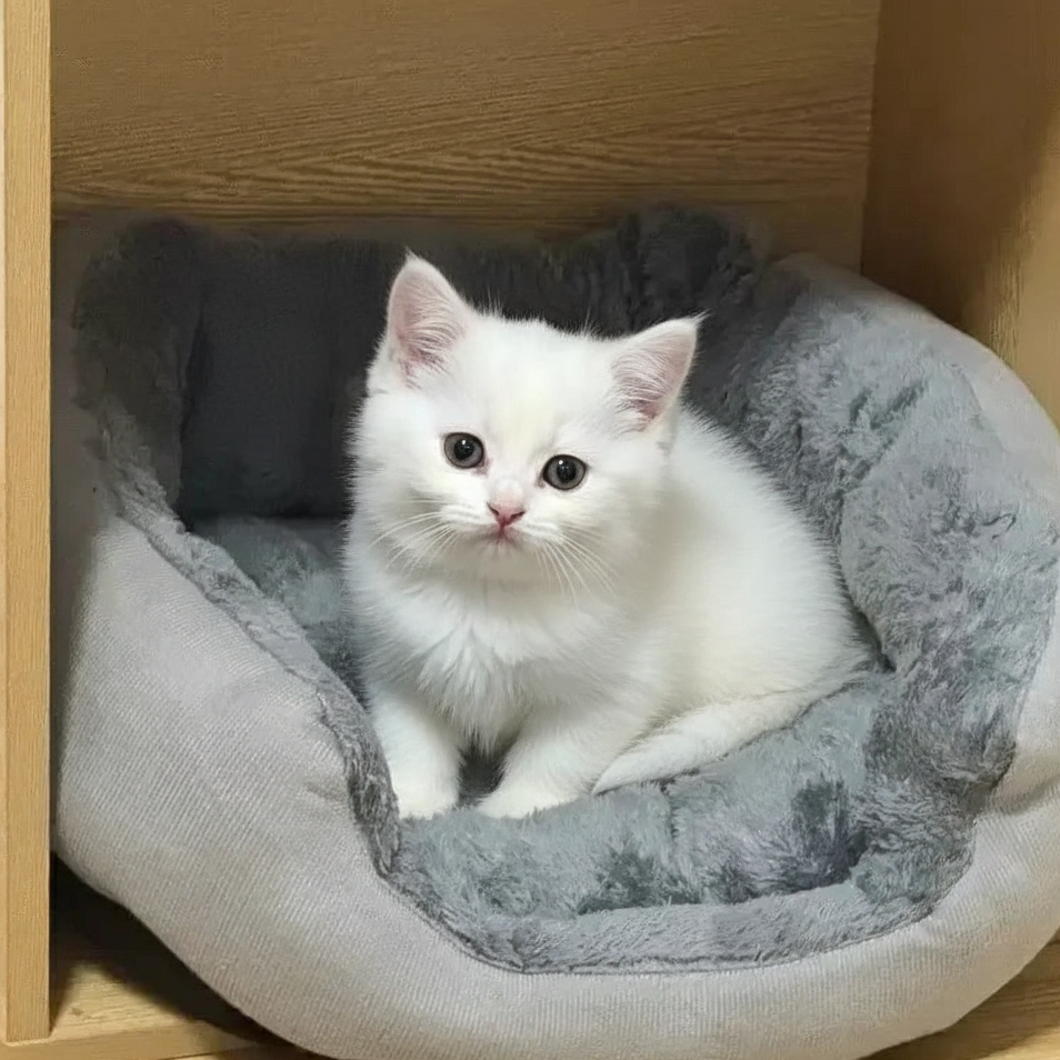 Chat sur panier trône couleur gris