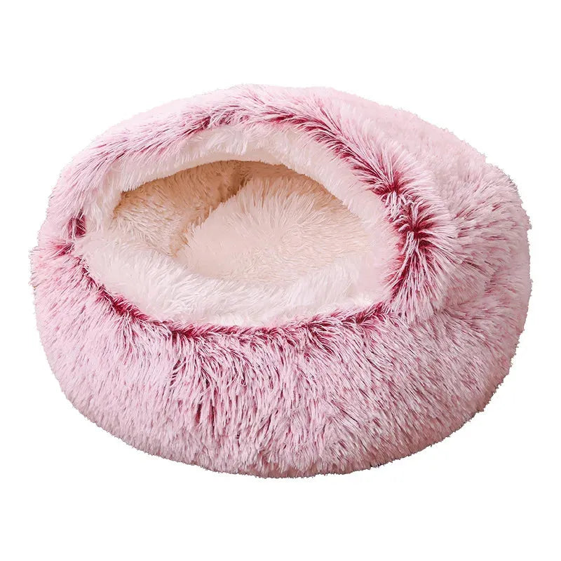 Coussin chat fermé chauffant naturellement de couleur rose
