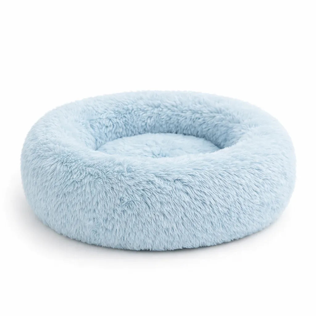 Coussin doux pour chat effet chauffant naturel bleu