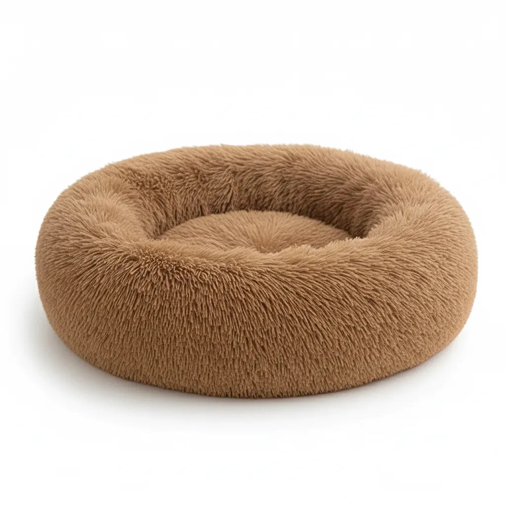 Coussin doux pour chat effet chauffant naturel marron