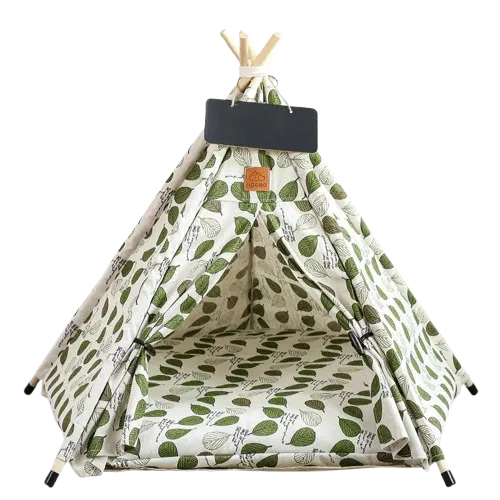 Grand tipi pour chat feuilles vertes
