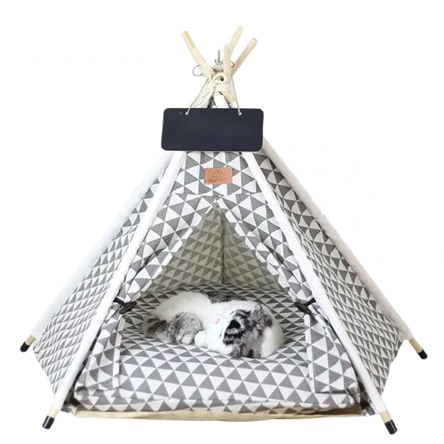 Grand tipi pour chat triangle gris