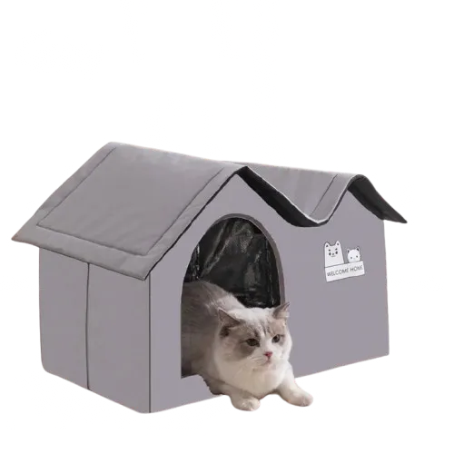 Panier chat exterieur pliable gris 