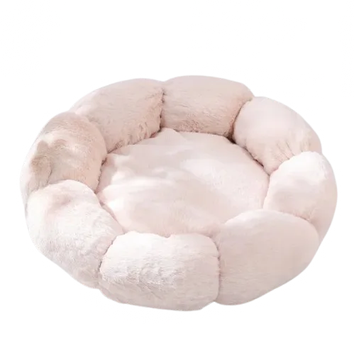 Panier chat fluffy rose clair