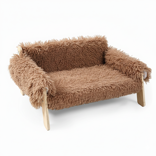 Panier chat en forme de canapé marron