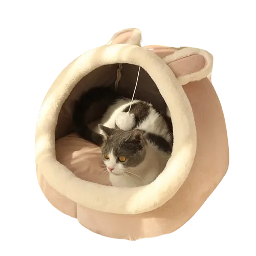 Panier fermé doux pour chat couleur rose