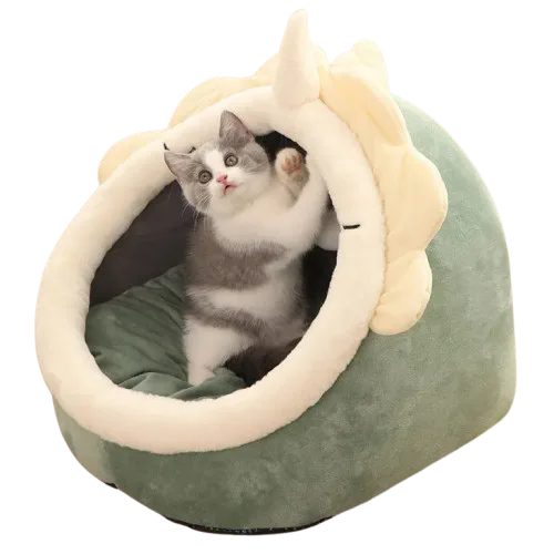 Panier fermé doux pour chat symétrique