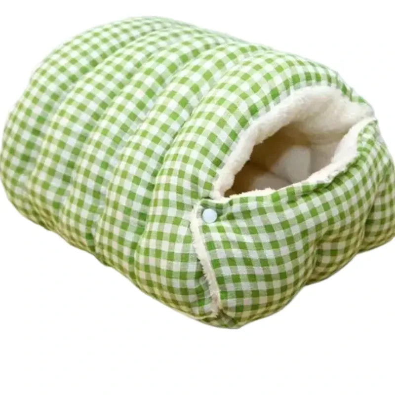 Panier grotte doux vert pour chat ferme