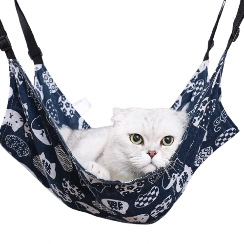 Panier hamac chat motif chat bleu