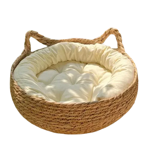 Panier en osier chat sans ficelle