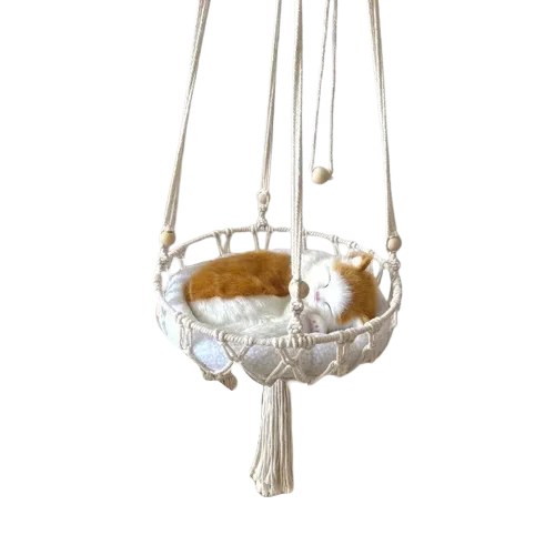 Panier suspendu en cordage pour chat
