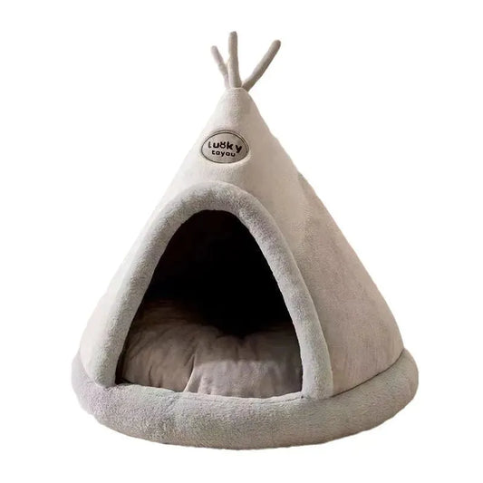 Panier tipi pour chat de couleur gris