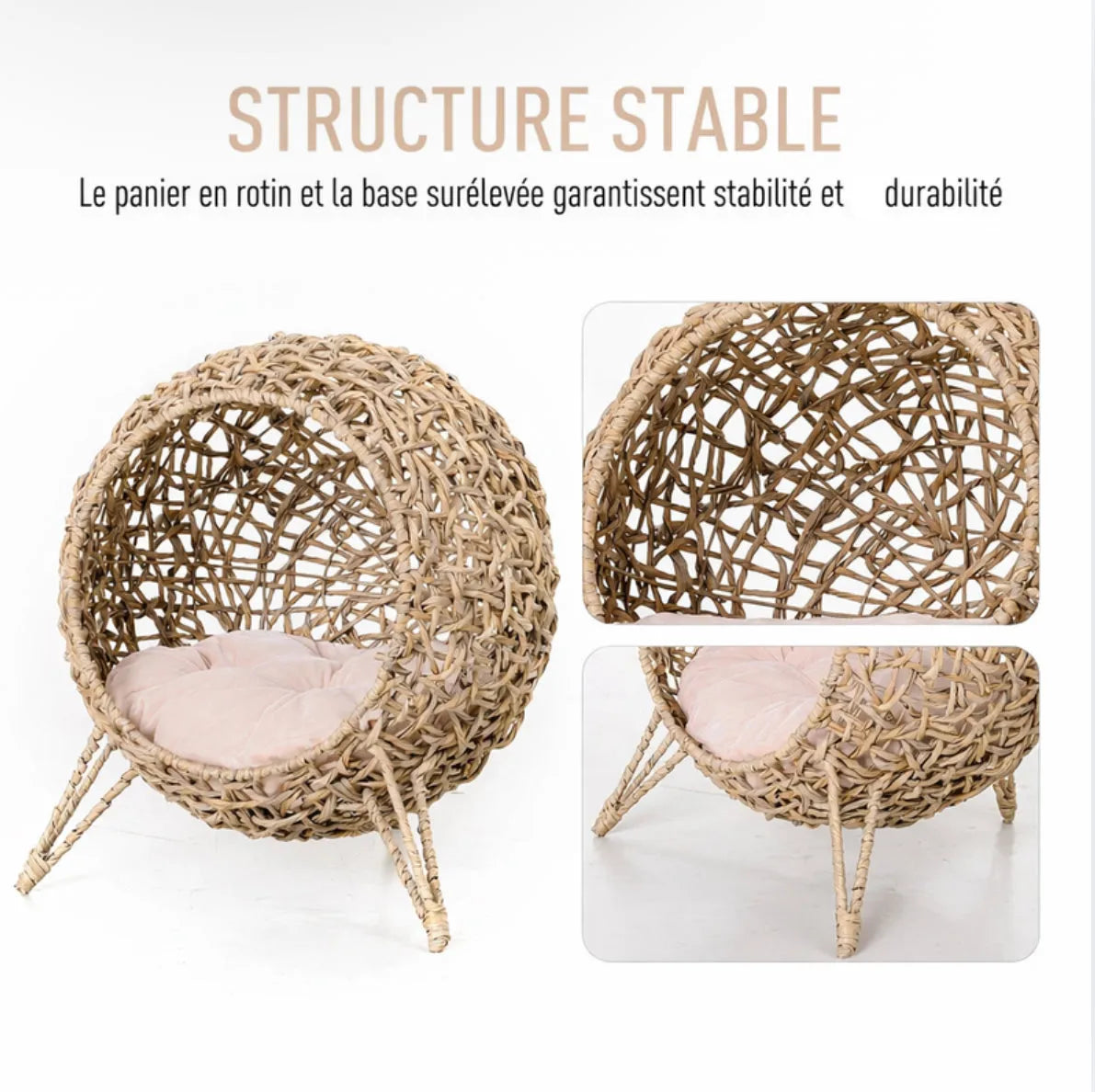 Structure panier design rotin surélevée